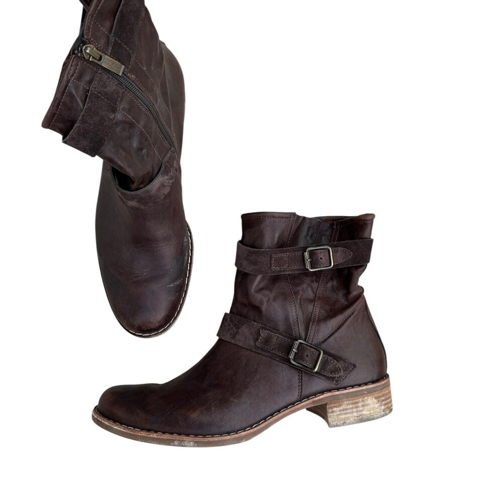 Paul Green Motoboots Soft Leather ankle UK 7.5 brown natural hippie hipster boot